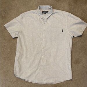 Gray Casual Button Down Shirt with Relaxed Fit